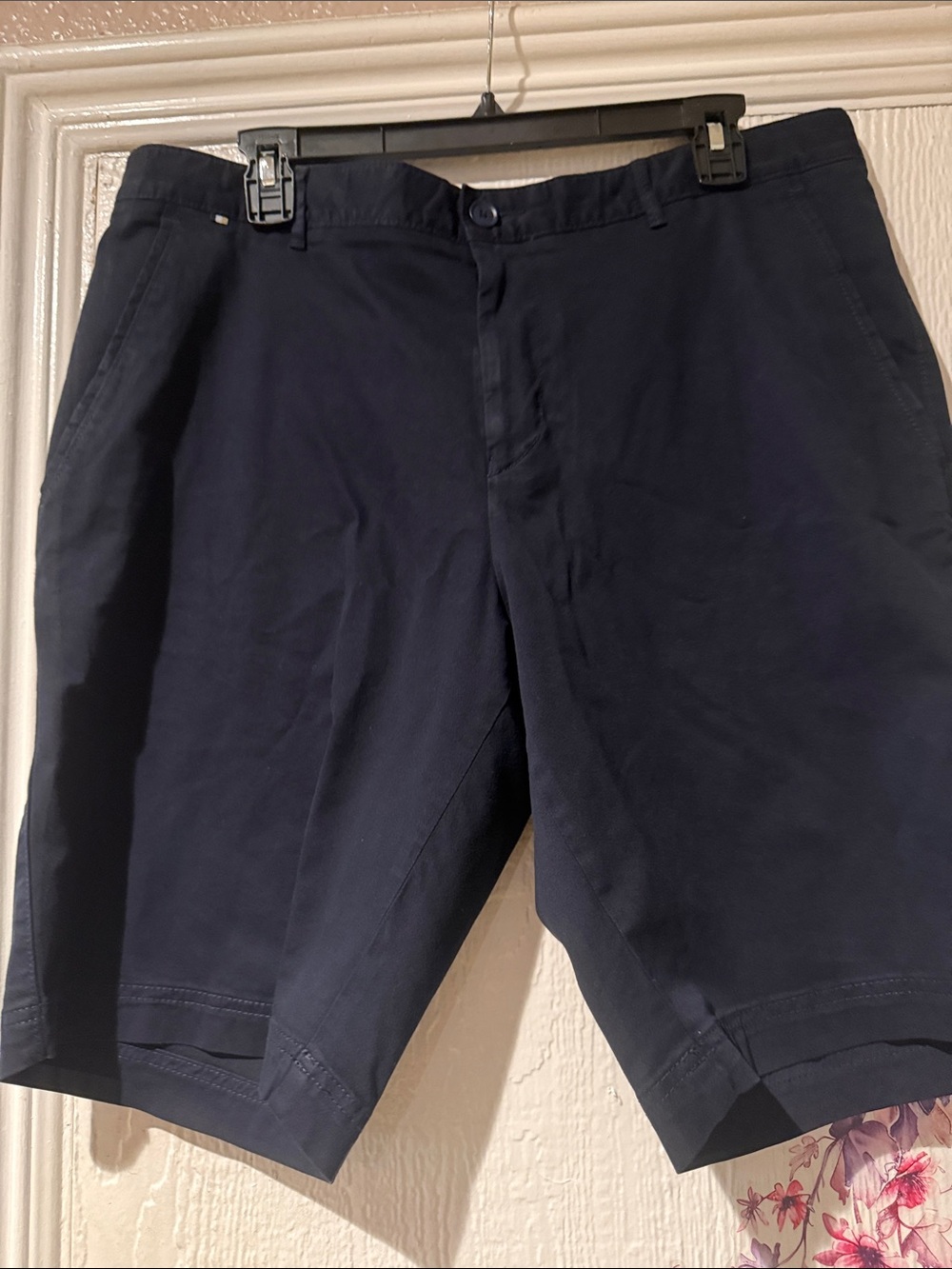 Boss Men's Navy Flat-Front Cotton Shorts